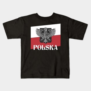 POLSKA - Poland Flag and Shield Kids T-Shirt